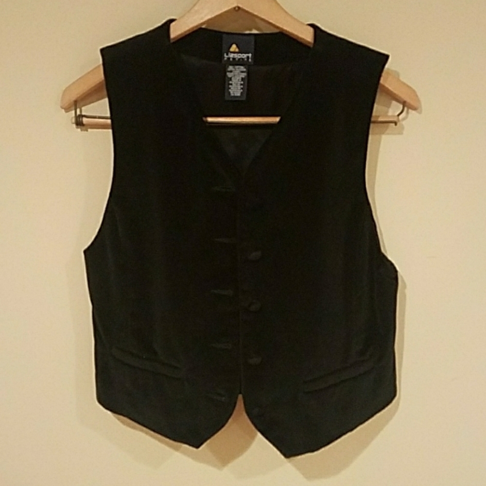 Liz Sport Velveteen Button up Vest Vintage Vibes